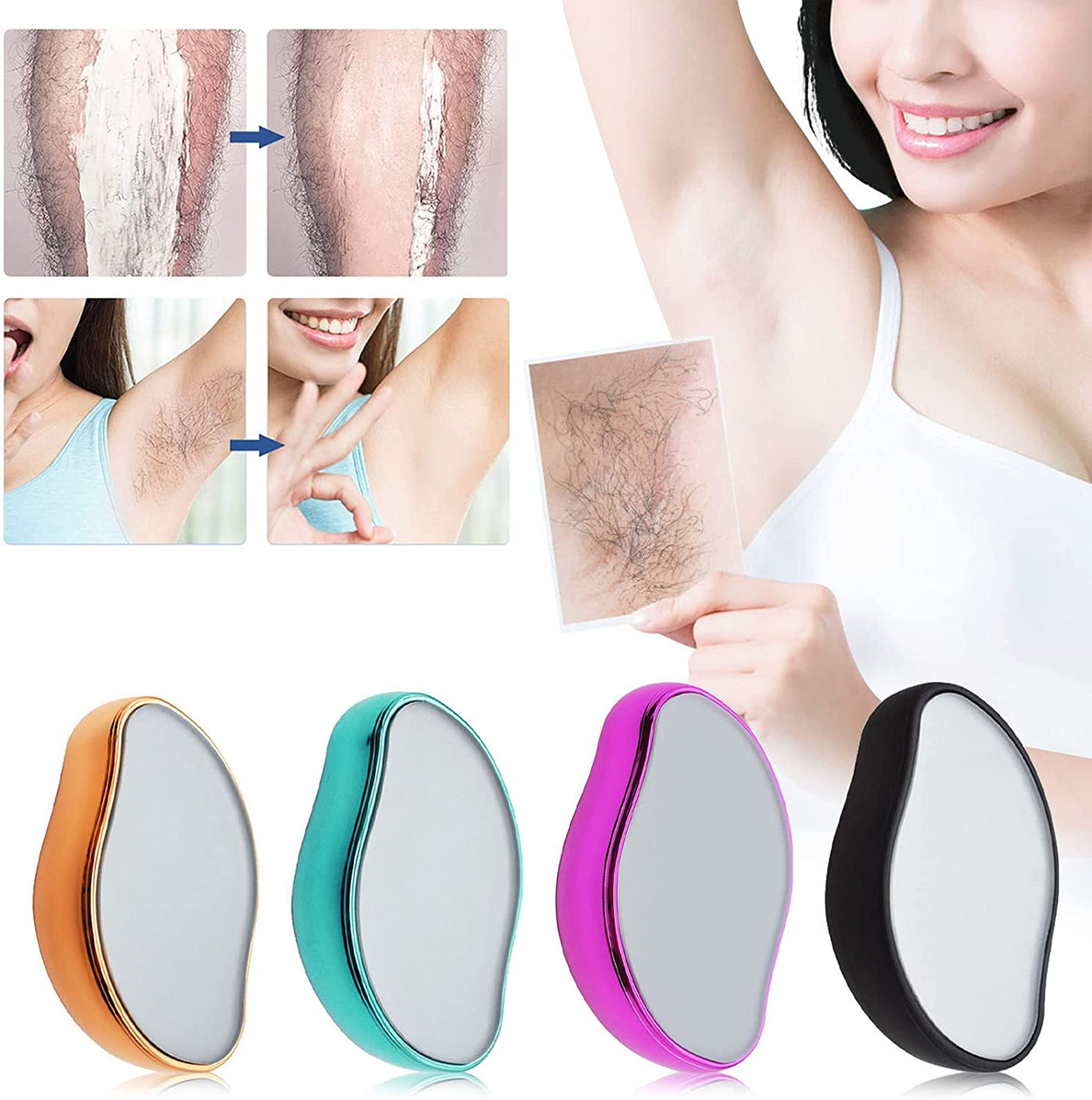 ECVV Hair Eraser for Women and Men, Reusable Crystal Hair Remover Magic Painless Exfoliation Hair Removal Tool, Magic Hair Eraser for Back Arms Legs