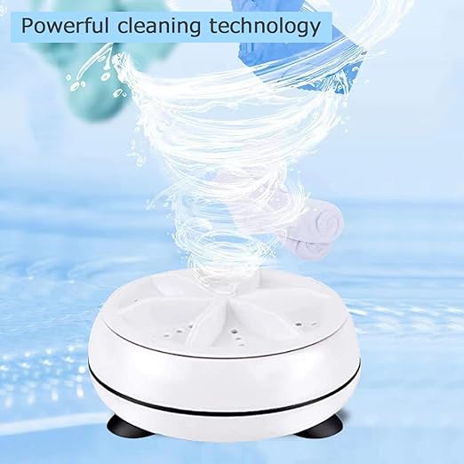 Portable USB Travel Turbo Mini Washer | Ultrasonic Rotating Turbine Washing Machine for Socks Underwear Dishes Clothe