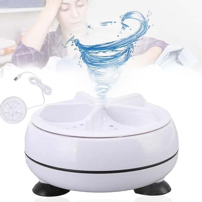 Portable USB Travel Turbo Mini Washer | Ultrasonic Rotating Turbine Washing Machine for Socks Underwear Dishes Clothe