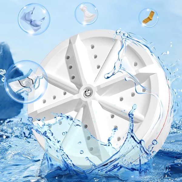 Portable USB Travel Turbo Mini Washer | Ultrasonic Rotating Turbine Washing Machine for Socks Underwear Dishes Clothe